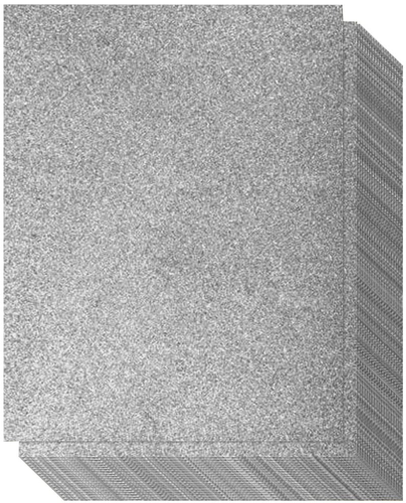 Silver Glitter Cardstock - One-sided - Non-Adhesive - 20 Pack - 8.5 x 11 Inches - Premium Glittery Sheets for DIY Crafts, Art Projects, Party Decor, Gift Box Wrapping - Silver Sparkling Paper | 250GSM